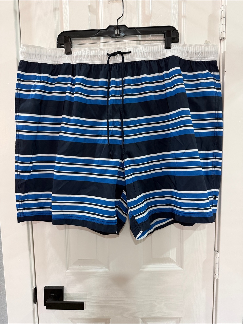 Men's Nautica Striped Blue Swim Trunks - Elastic Waist with Drawstring